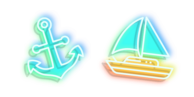 Neon Sailboat and Anchorcustom cursor pack