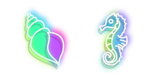 Neon Seahorse and Shellcustom cursor pack