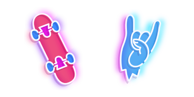 Neon Skateboard and Rock Handcustom cursor pack