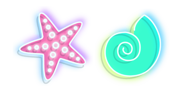 Neon Starfish and Shellcustom cursor pack