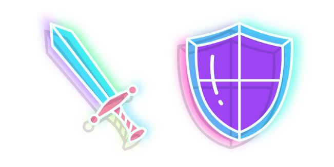 Neon Sword and Shieldcustom cursor pack