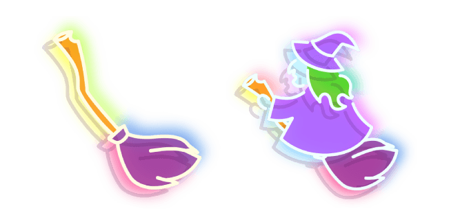 Neon Witch and Broomcustom cursor pack