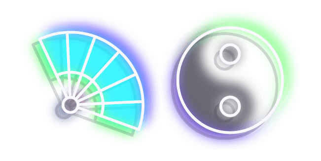 Neon Yin-Yang and Hand Fancustom cursor pack