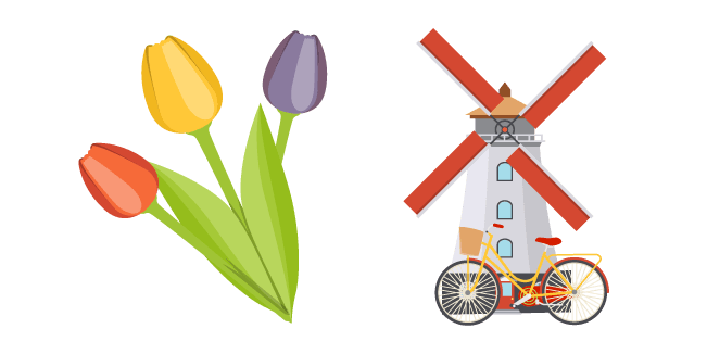 Netherlands Tulips and Windmillcustom cursor pack