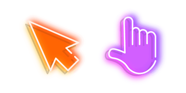 Orange Arrow and Purple Hand Neoncustom cursor pack