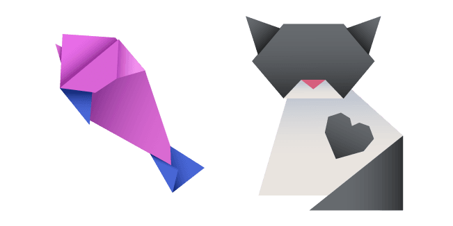 Origami Cat and Fishcustom cursor pack