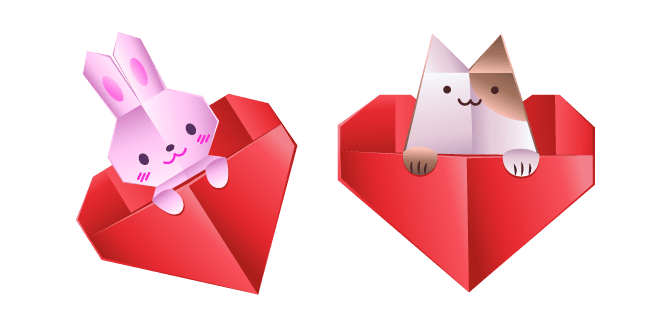 Origami Hare and Cat in Heartcustom cursor pack