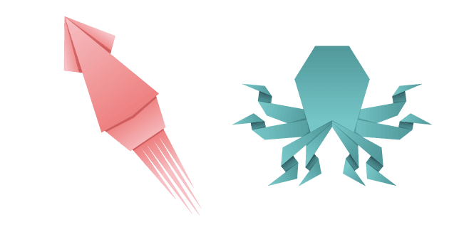 Origami Squid and Octopuscustom cursor pack