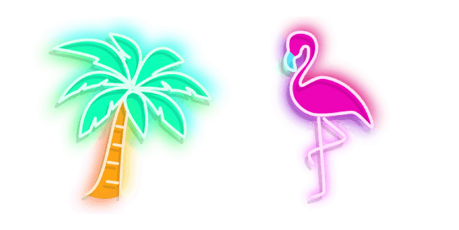 Palm Tree and Flamingo Neoncustom cursor pack