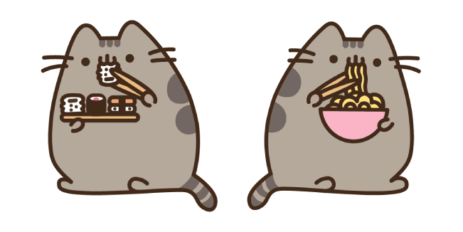 Pusheen Eating Sushi and Ramen Noodlescustom cursor pack