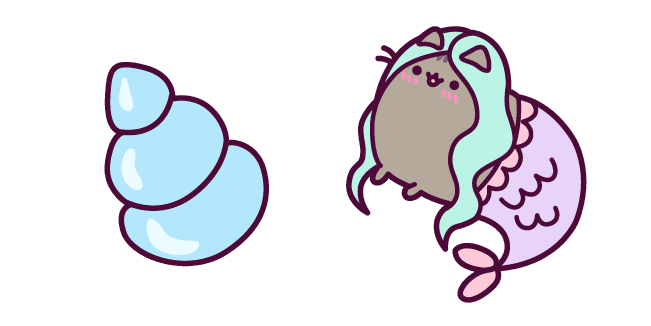 Pusheen Mermaid and Shellcustom cursor pack