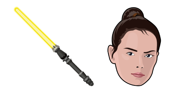 Star Wars Rey Skywalker and Yellow Lightsabercustom cursor pack