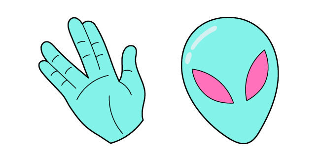 VSCO Girl Blue Alien and Handcustom cursor pack