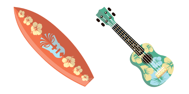 VSCO Girl Hawaii Surfboard and Ukulelecustom cursor pack