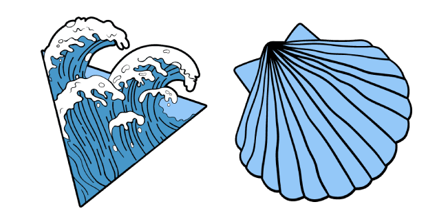 VSCO Girl Ocean Waves and Shellcustom cursor pack