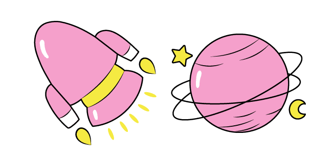 VSCO Girl Pink Rocket and Planetcustom cursor pack