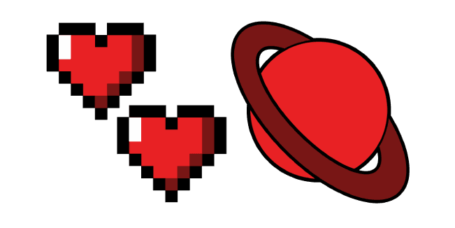 VSCO Girl Pixel Hearts and Red Planetcustom cursor pack