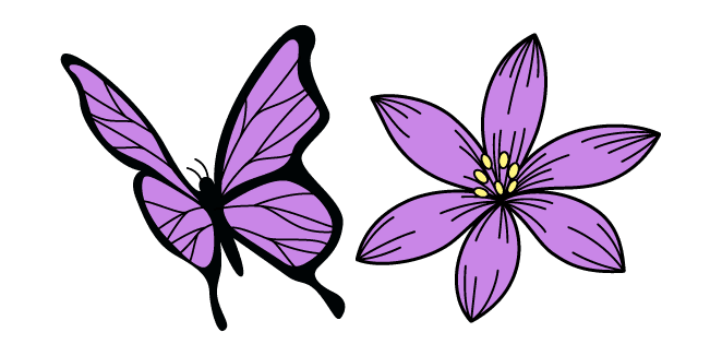 VSCO Girl Purple Flower and Butterflycustom cursor pack