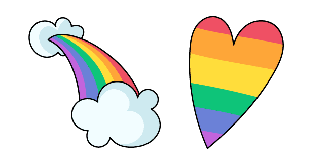 VSCO Girl Rainbow Clouds and Heartcustom cursor pack