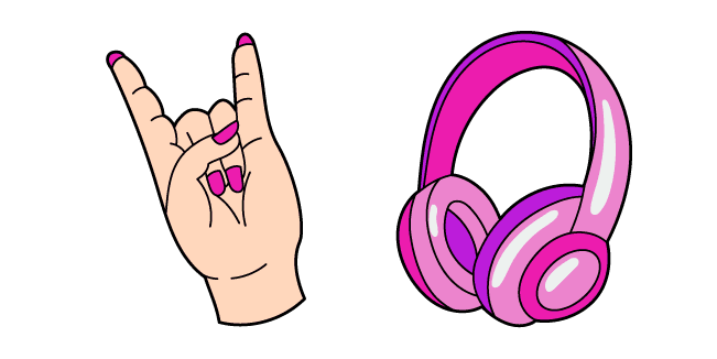 VSCO Girl Rock Sign and Pink Headphonescustom cursor pack