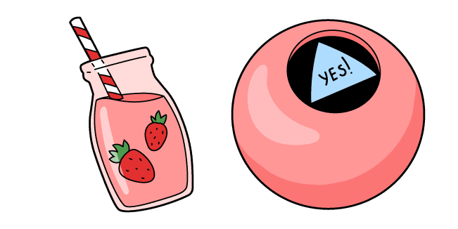 VSCO Girl Strawberry Drink and Magic 8 Ballcustom cursor pack