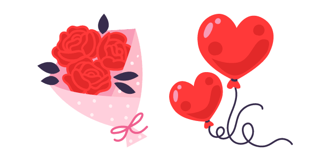 Valentine's Day Bouquet and Balloonscustom cursor pack