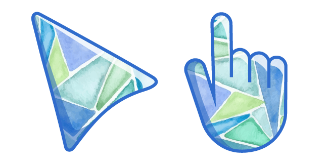 Watercolor Blue and Green Trianglescustom cursor pack