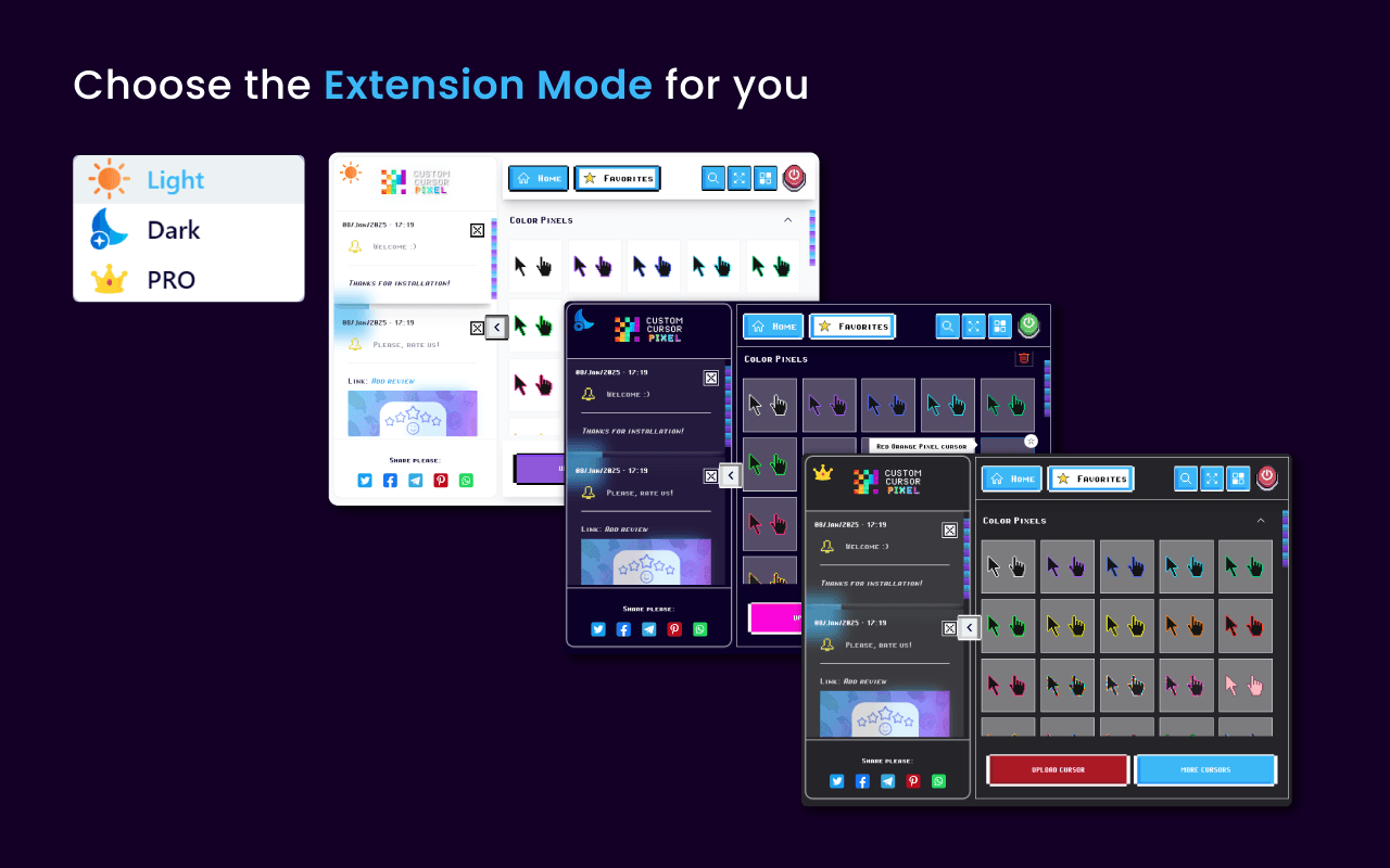 Cursor Pixel extension popup and notifications