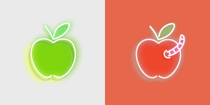 Vibrant Custom Cursor Pack - Neon Apple with Worm