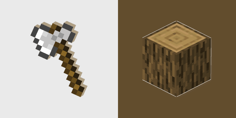 Custom Cursor Pack - Minecraft Iron Axe & Oak Log