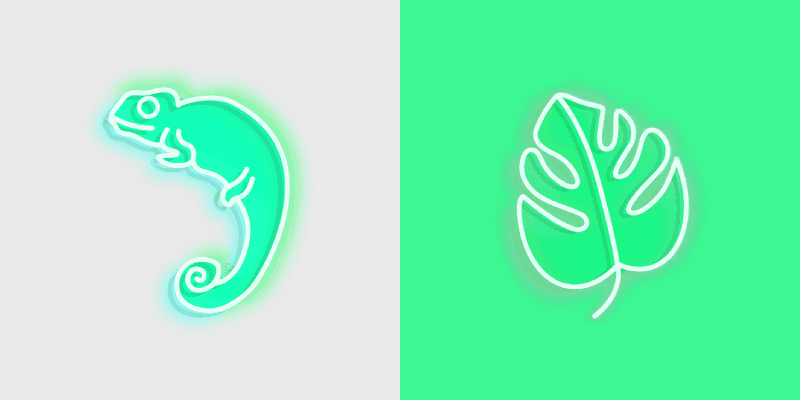 Cute Cursor Pack - Green Chameleon & Monstera