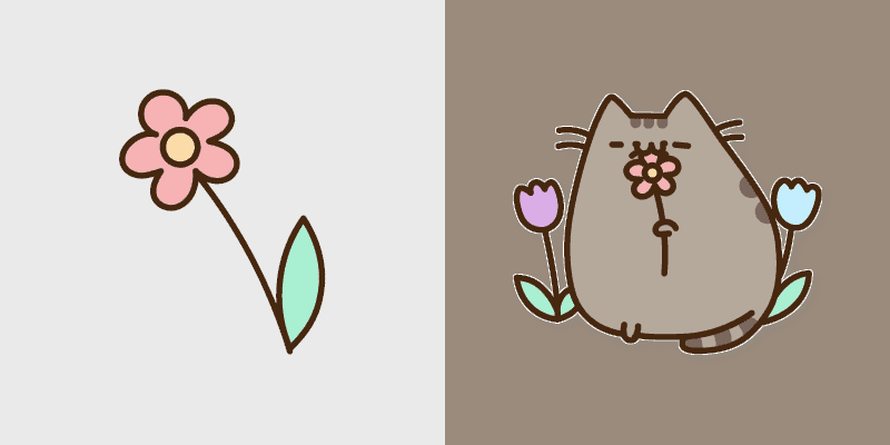 Cute Cursor Pusheen and Spring Blossom