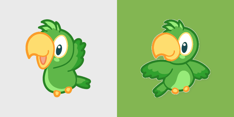 Kawaii Custom Cursor Pack - Green Parrot Delight