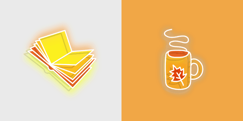 Cute Cursor Delight: Fall-Inspired Neon Book and Tea Pack