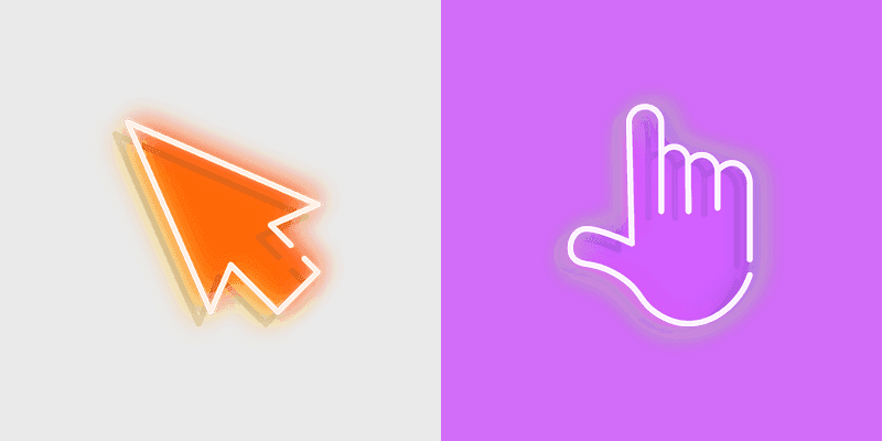Custom Cute Arrow & Hand Neon Cursor Pack