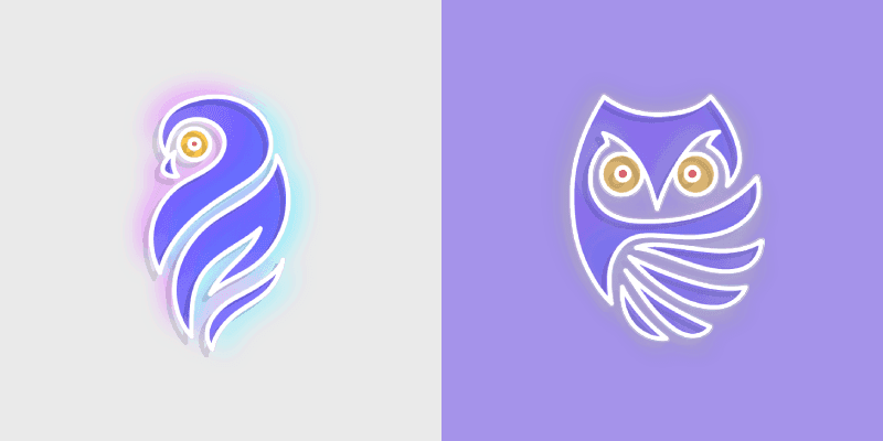 Custom Cute Neon Owl Mouse Cursor