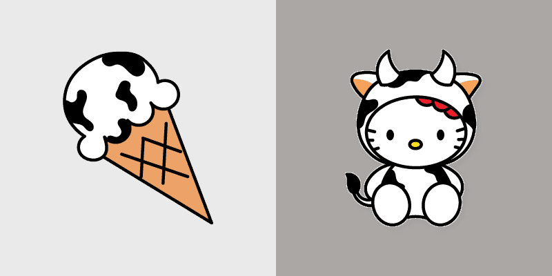 Cute Cursor Pack - Hello Kitty Cow and Ice Cream