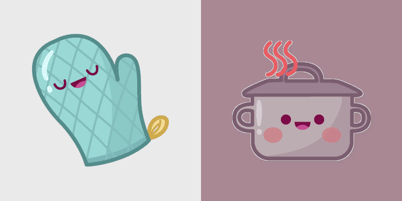 Cute Cursor Collection: Kawaii Saucepan and Oven Glove