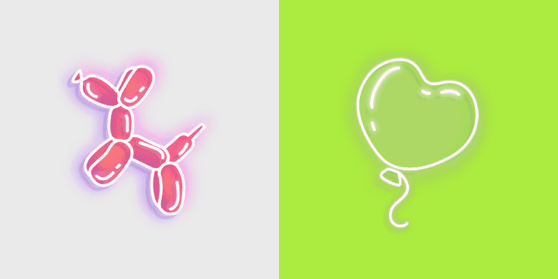 Custom Cursor Pack - Neon Dog & Heart Balloons