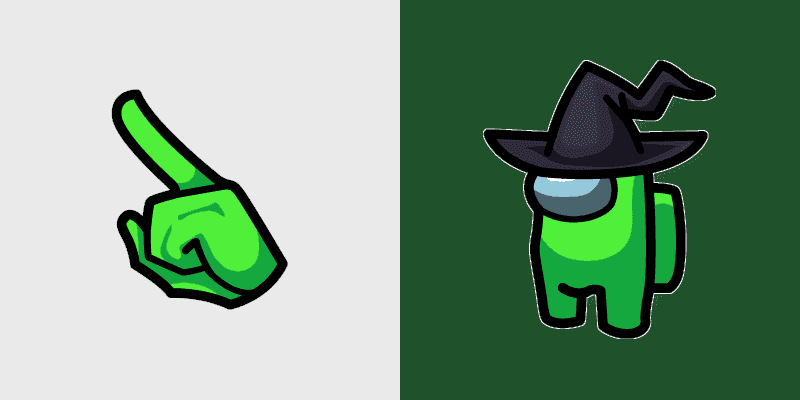 Cute Cursor: Among Us Lime Character with Witch Hat
