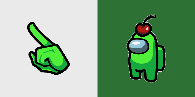Cute Cursor Pack - Lime Among Us Character with Cherry Hat