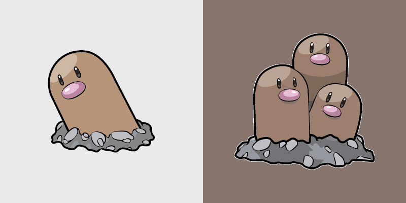 Cute Cursor Diglett & Dugtrio