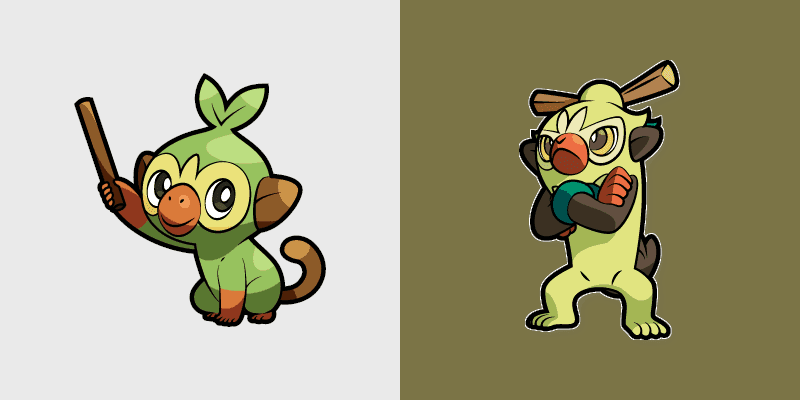 Cute Cursor Pack - Grookey and Thwackey