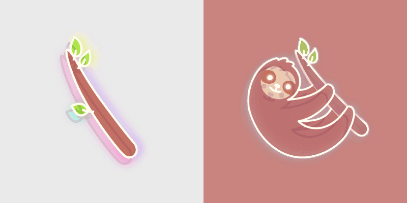 Cute Cursor Pack - Neon Sloth & Branch
