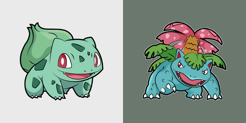 Custom Cursor Pack for Pokemon Bulbasaur and Venusaur