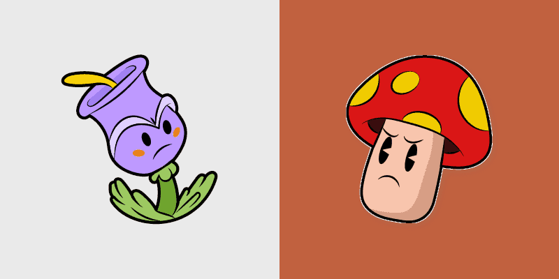 Cute Cursor Pack: Cuphead's Terrible Tulip & Murderous Mushroom