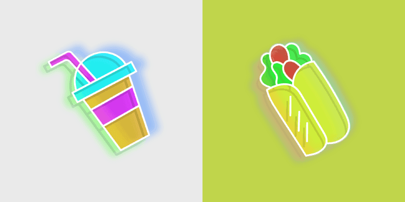 Neon Cute Cursor Pack - Milkshake & Shawarma