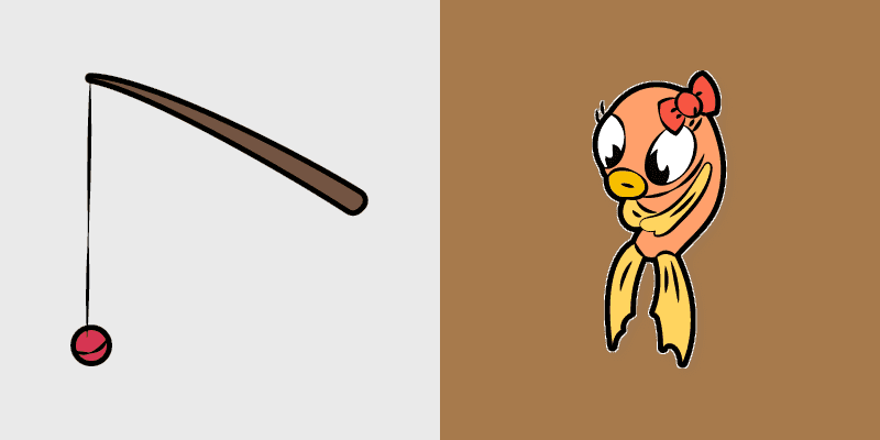 Cute Cursor Cuphead Angel Fishing Rod Pack