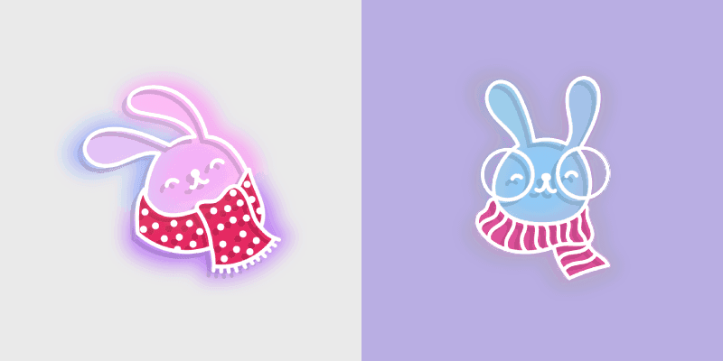 Cute Cursor Pack with Neon Bunnies