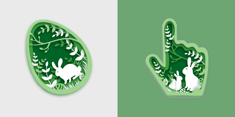 Cute Cursor Pack: Easter Bunny in the Woods